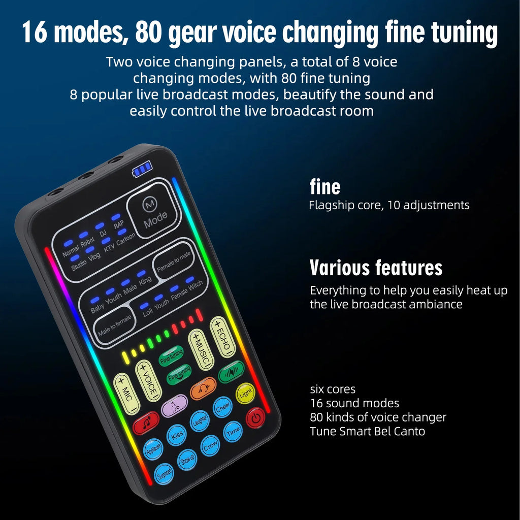 I9 Mini Voice Changer Live Sound Card + Headphones