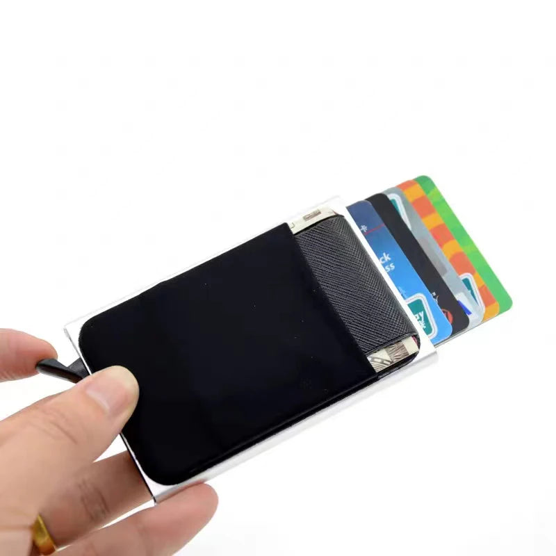 Anti-theft Aluminum Single Box Smart Wallet Slim RFID Fashion Clutch Pop-up Push Button Card Holder Name Card Case bank card bag