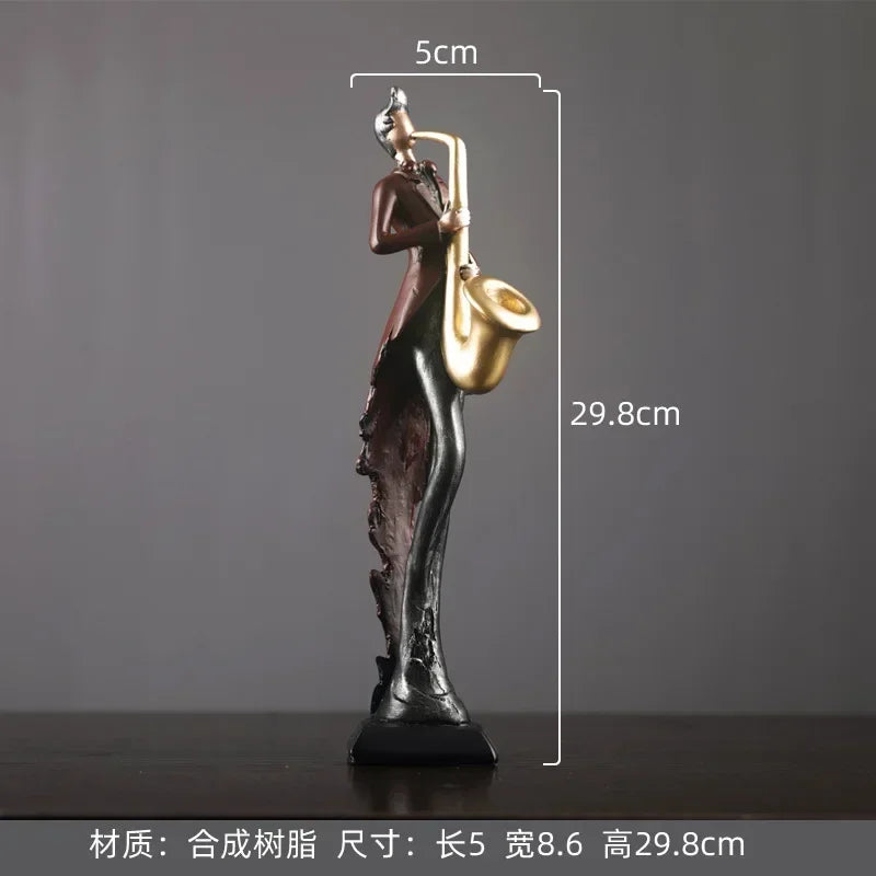 Vintage Play An Instrument Band Decoration Art Character Model Statue Creativity Figurines For Interior Desk Accessories Crafts