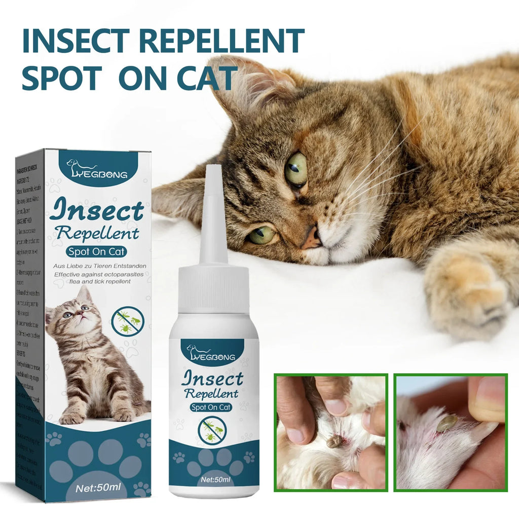 Pet Fleas Killer Drops Lice Mite Removal  Insect Repellent for Cats and Dogs, Skin Cleaning in Vitro Pet Anti Tick Drops Agent