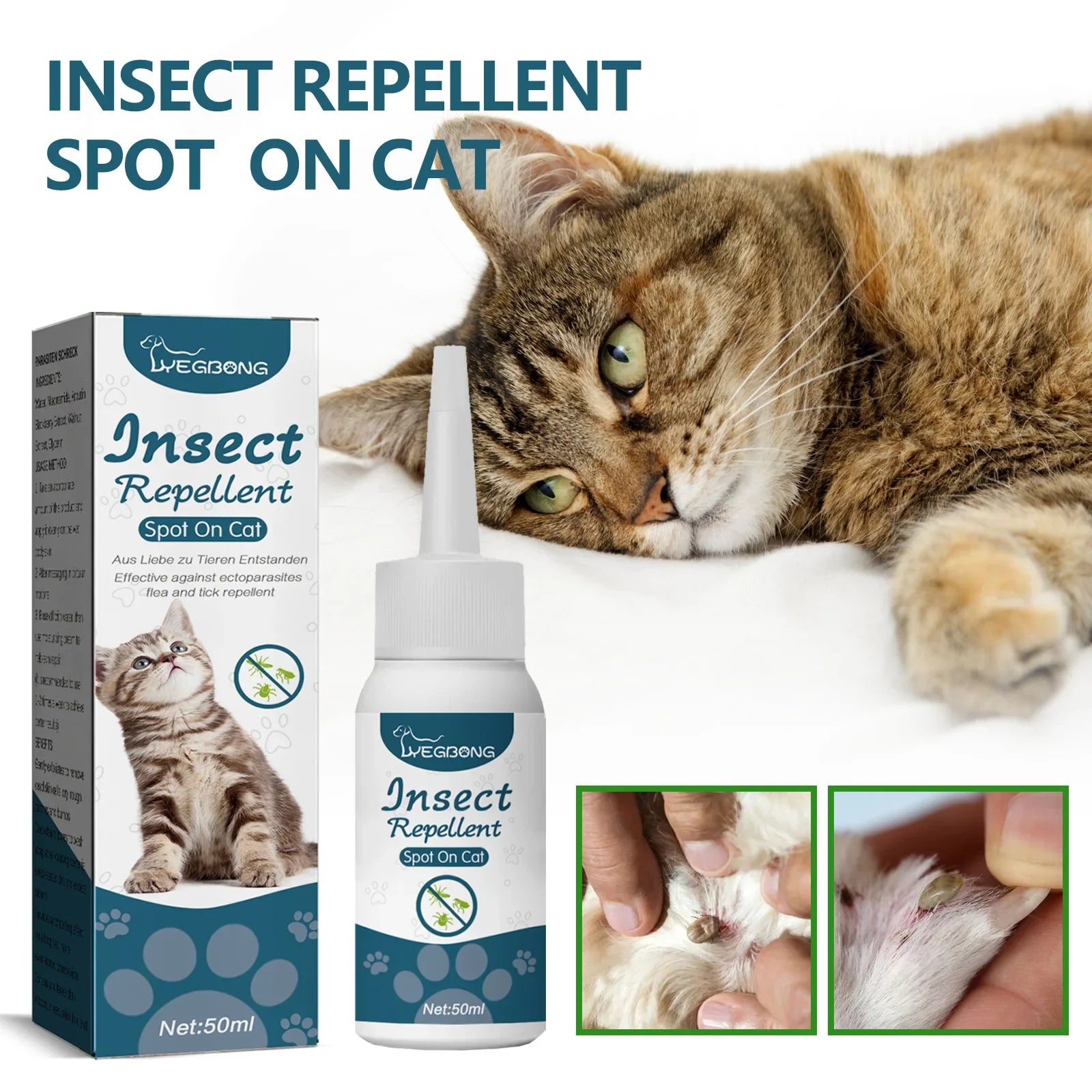 Pet Fleas Killer Drops Lice Mite Removal  Insect Repellent for Cats and Dogs, Skin Cleaning in Vitro Pet Anti Tick Drops Agent