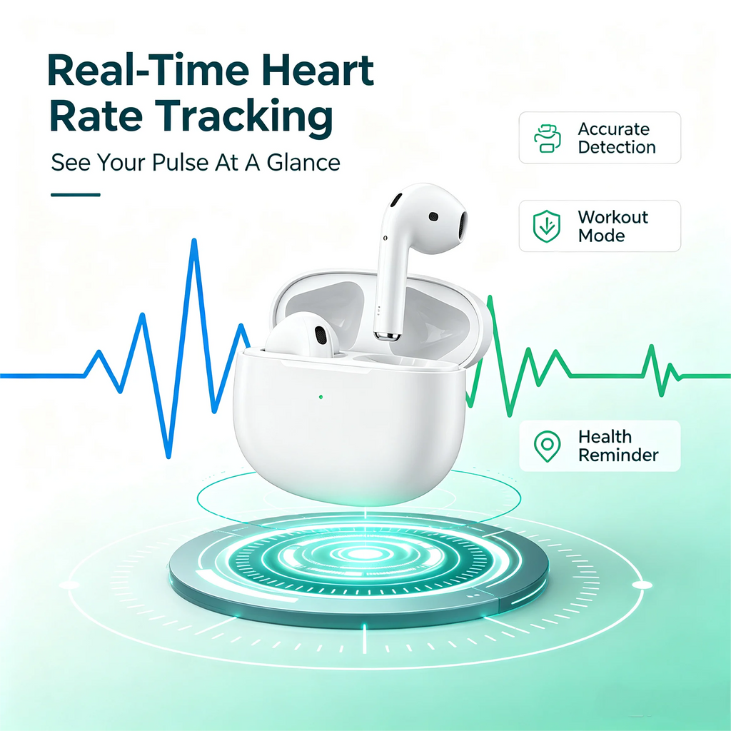 ZZLOVE Heart Rate Monitoring Wireless Headphones TWS Earbuds Noise