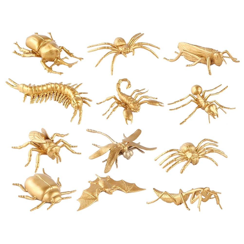Gold Insects Toys Smooth Surface Sturdy Plastic Material Biology