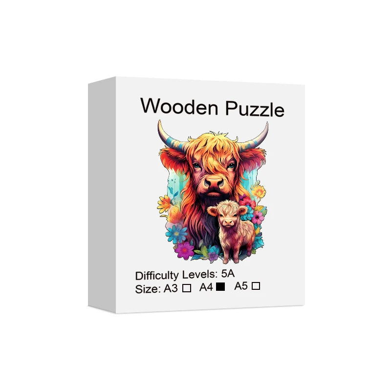 Cow Wooden Puzzle for Jigsaw Lover, Uniquely Stress Relieves Toys, Christmas Birthday Gift Home Decor Family Game