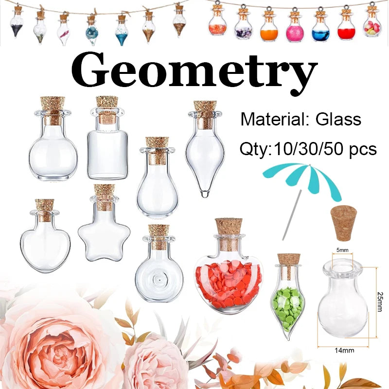 10-50Pcs Mini Glass Wishing Bottle With Cork Stoppers Clear Drifting Small Wishing Bottles For Wedding Party Home Decor Supplies