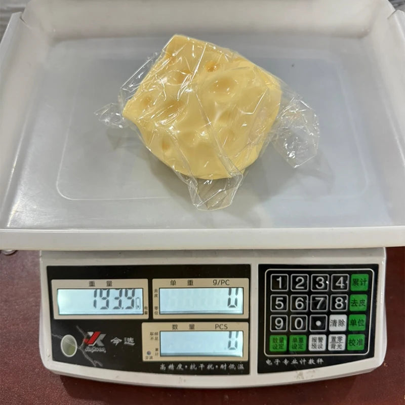 Giant Cheese Cube Squeezing Ball 7cm Ultra-thin Cheese Flour Ball Plastic Kneading Music TPR Decompression Toy Room Decoration
