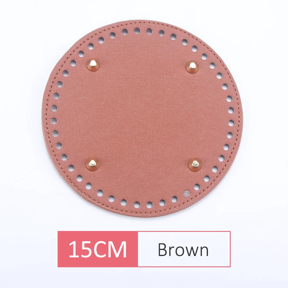 QJH 1 Pcs PU Leather Oval/Round Long Knitting Crochet Bags Bottom for Thick Yarn DIY Weaving Supplies Home Decor Purse Making