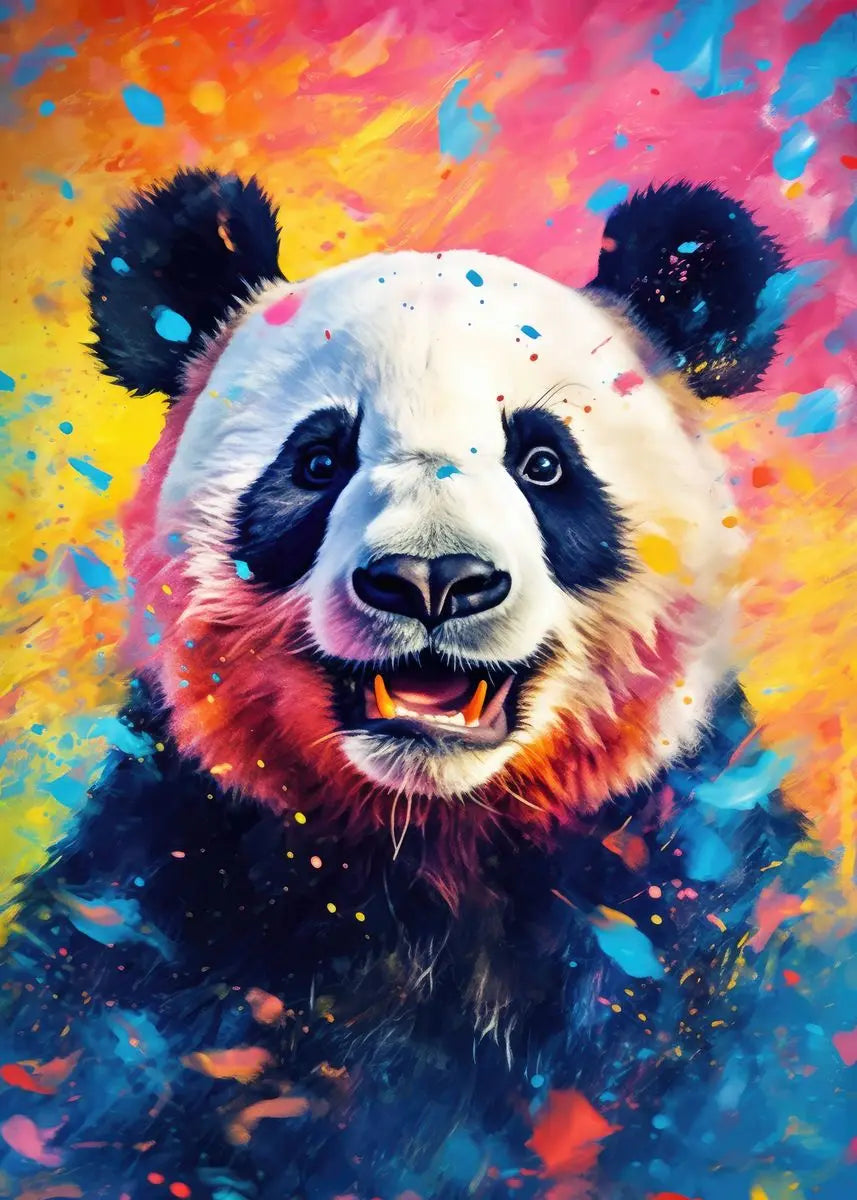 Cute Panda Blowing Bubbles Poster Graffiti Animals Art Print Canvas Painting Wall Pictures Living Room Room Home Decor Gift