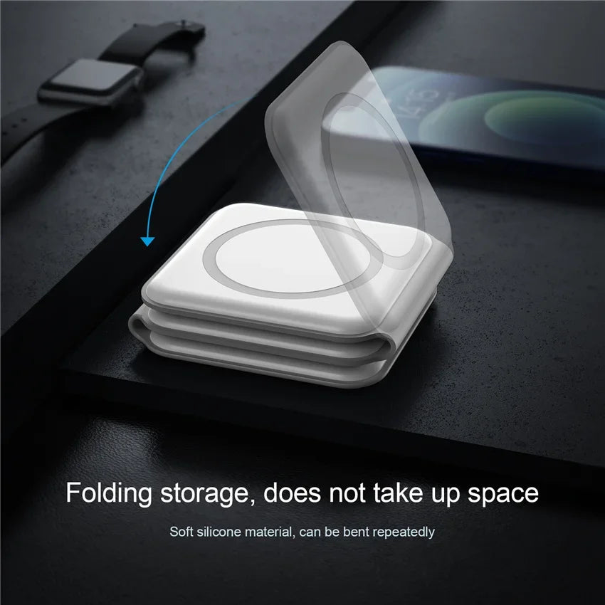 3 in 1 Wireless Charging Station for Apple MagSafe Charger, Foldable Magnetic Travel Charger for iPhone Apple Watch AirPods Pro