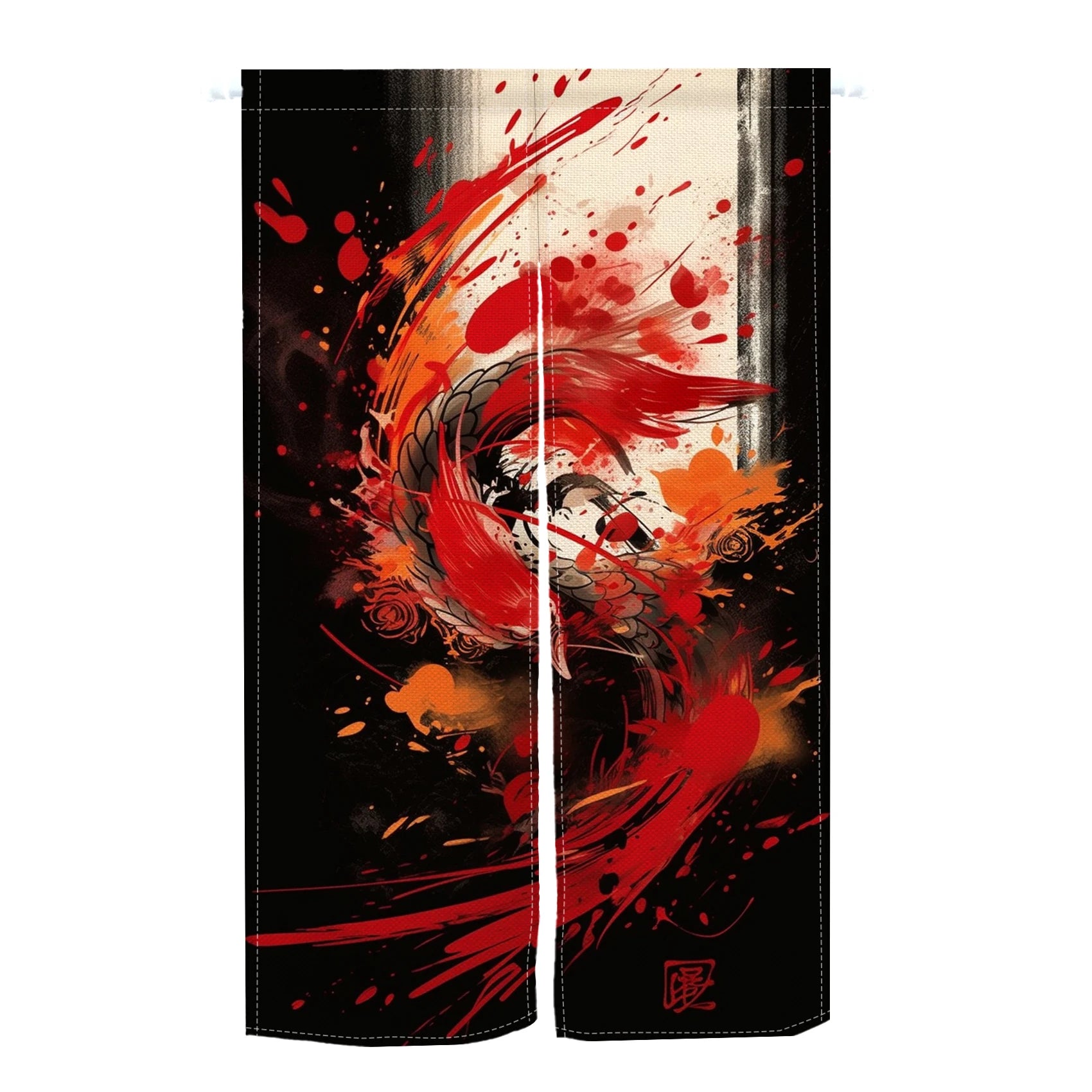 Japanese Koi Fish Door Curtain Fengshui Kitchen Bedroom Linen Doorway Curtain Entrance Hanging Half Curtain Partition Curtain