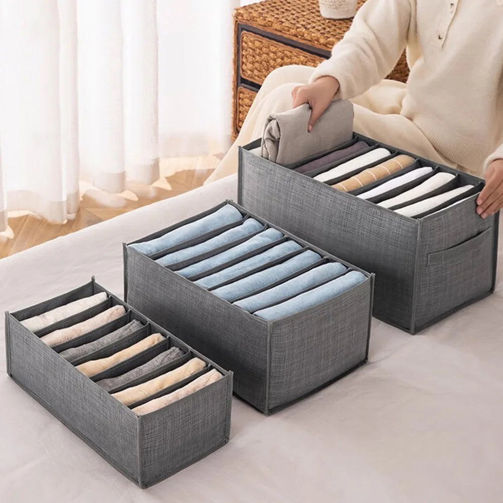 Closets Clothes Organizer Foldable Clothing Jeans Storage Box Closet Drawer Organiser for Pants Jeans T Shirt Underwear Leggings
