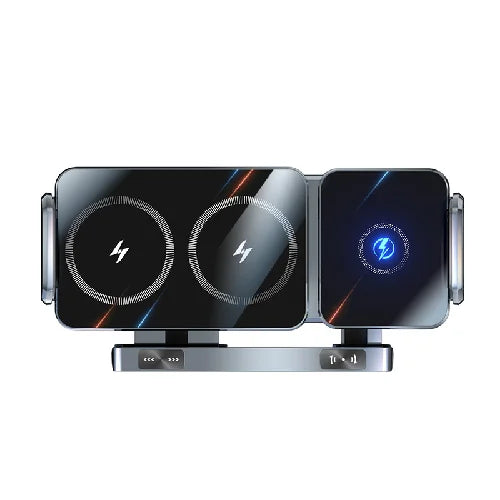 Dual Coil Foldable Car Wireless Charger Universal 90° Rotation Phone Mount Fast Clamping Rotation Fold Phone Car Charging Mount