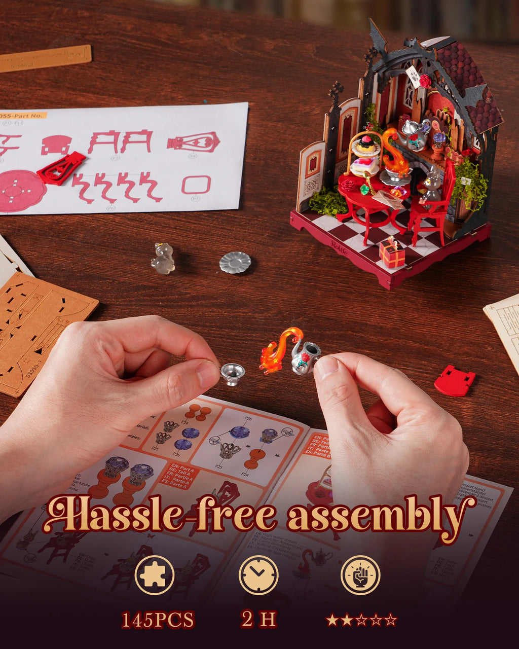 Rolife Wooden 3D Puzzle Toys - Rosa Salon DIY