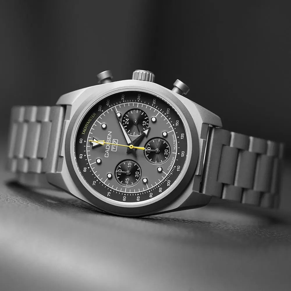 CADISEN TI-7 MULTISYNC Titanium Moon Mens Watches Quartz Chronograph