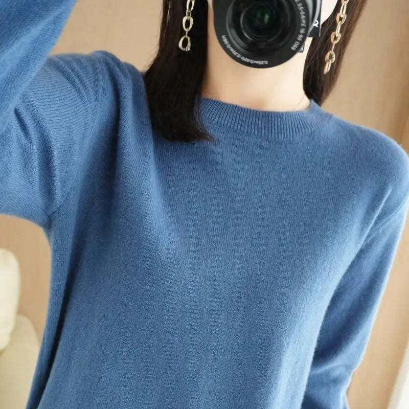 Autumn And Winter Thin Sweater Women's Round Neck Pullover