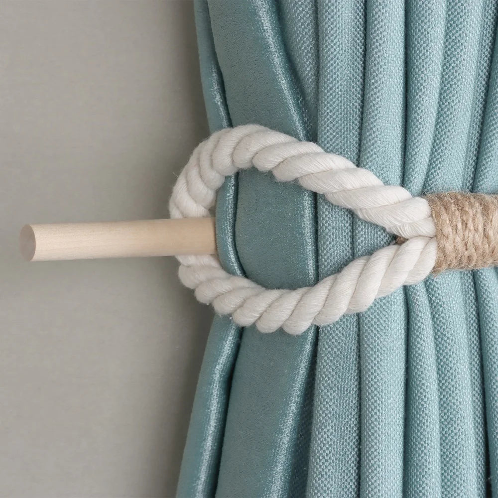 1pc Solid Wooden Stick, Simple Curtain Binding Rope, Curtain Tieback, Curtain Buckle Curtain Holdback For Room Decor home decor