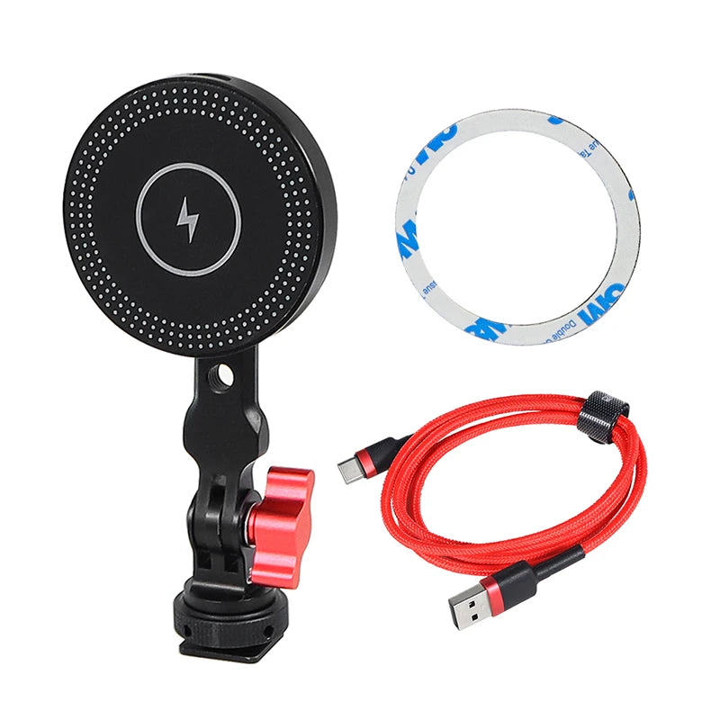 Mobile Phone Stand Holder Magnetic Wireless Charger 10W Tripod Adapter 1/4 Mount Cold Shoe for MagSafe Magnet Charging Station