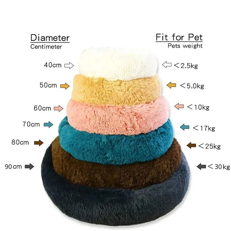 Round Dog Bed Winter Warm Cat Bed Plush Basket for Dog Washable