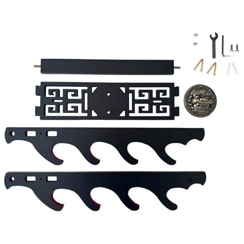 Wall Rapier Katana Shelf Support Wooden 4-Layers Wall Sword Stand Holder Display Real Size Japanese Katana Sabre Rack Decoration