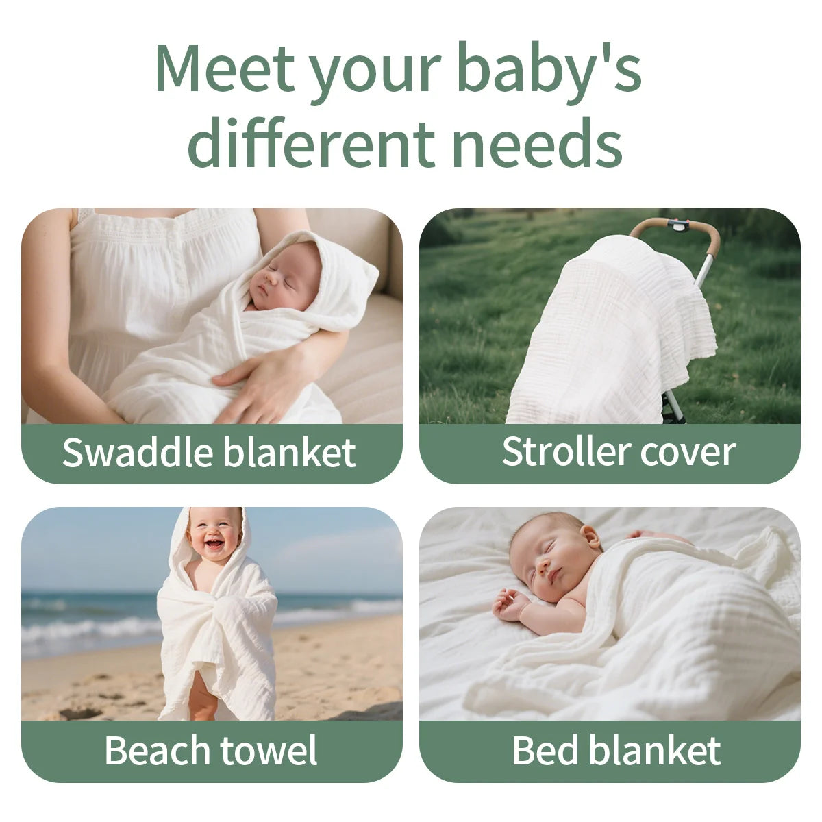 Elinfant 1PC Solid Color Absorbent Baby Hooded Towel 100% Cotton