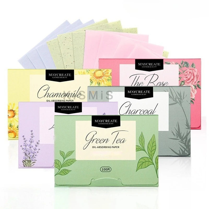 100 Sheets Oil Blotting Paper for Face Absorbs Excess Shine and Oil Portable Matte Facial Tissues for Oily Skin Care