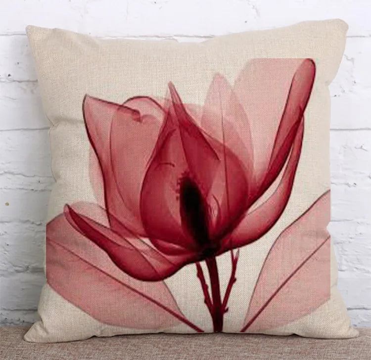 Colorful Flowers Printed Decorative Throw Pillow Floral Plant Cushion Cover Decoration Home Textile For Sofa Home