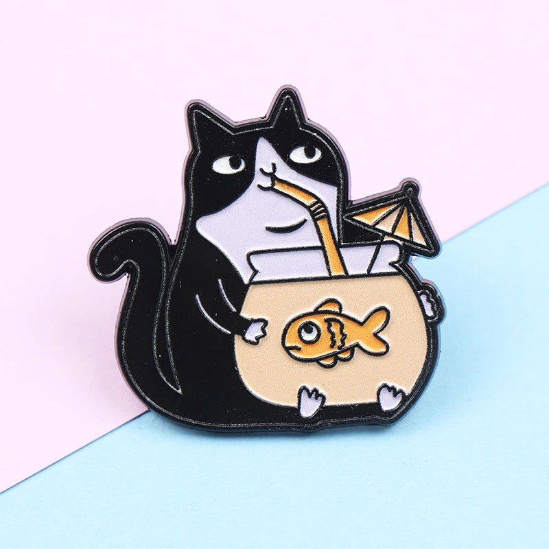 Cute Animal Series Enamel Brooch Alloy Pin Cartoon Kawaii Capybara Cat Dog Duck Pet Backpack Lapel Badge Jewelry Gift for Kids
