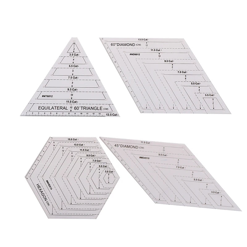 DIY Sewing Patchwork Ruler Multi Functional Angle Cutting Ruler Acrylic Anti Slip Sewing Ruler Round Edge Template Ruler