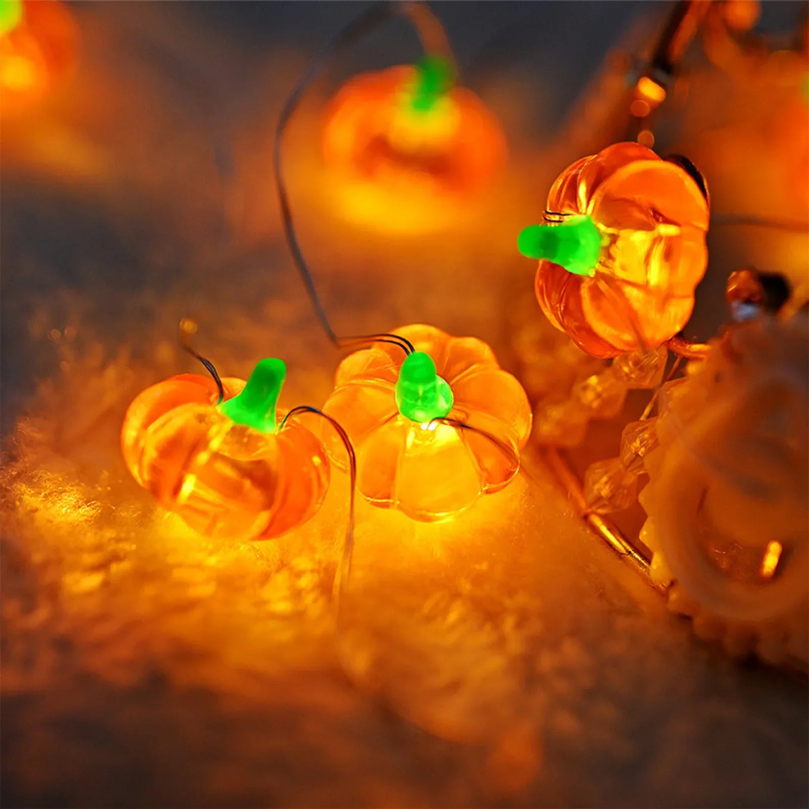 Pumpkin LED String Lights Portable 1M 10 Led Garland Happy Halloween Party Decoration for Home Bar Atmosphere Thanksgiving Decor