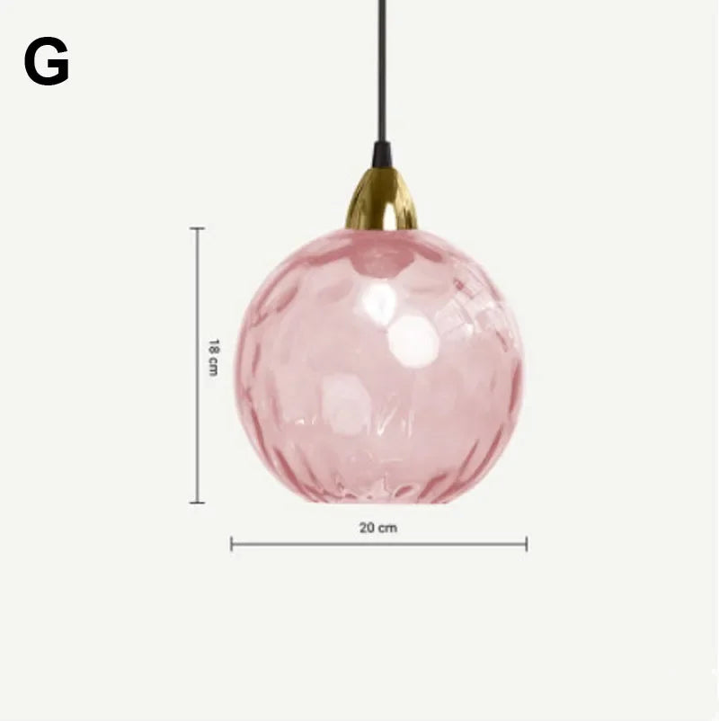 Modern Colored Glass Ball Lustre Pendant Lights Nordic Water Grain Restaurant Kitchen Hanging Light Fixture Bedroom Bedside Lamp