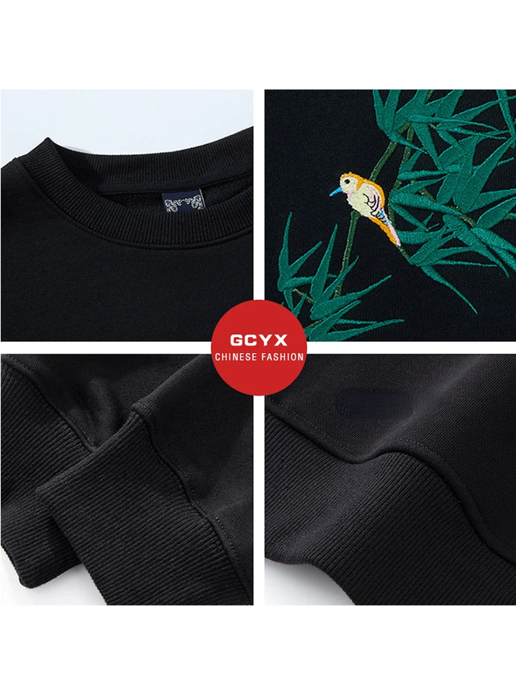 Fashion Crewneck Sweatshirt Men Bear Embroidery Hoodies Women Casual Chinese Panda Bamboo Fleece Designer Harajuku Pullover 2024