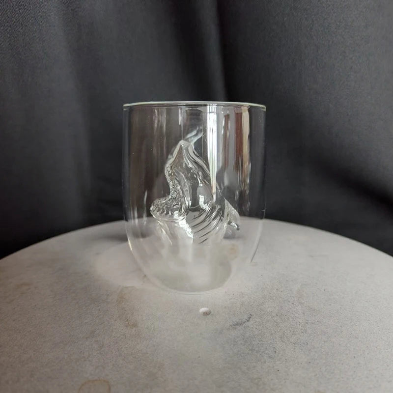 3d Great White Shark Movie Souvenir Glass Cup Transparent Ocean Animal Shaped Whiskey Beer Drinkwares Home Decorations Statues