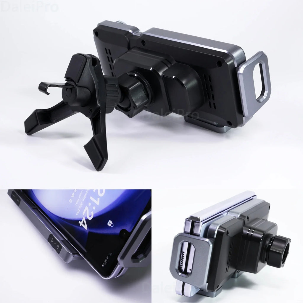Foldable Phone Car Wireless Charger Mount Electric Clamping Rotation Universal Phone Holder For Galaxy Z Fold iPhone Xiaomi Pad