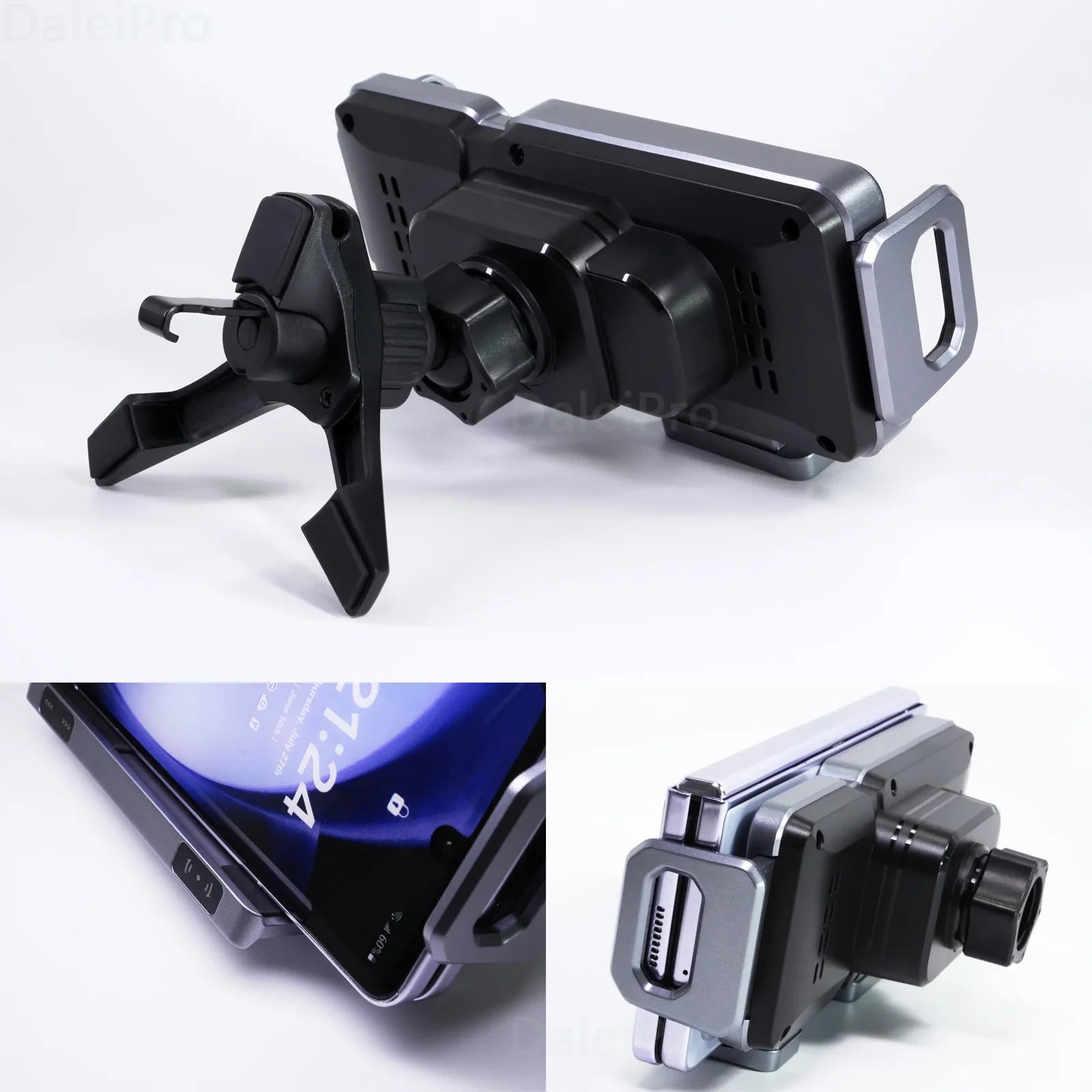 Foldable Phone Car Wireless Charger Mount Electric Clamping Rotation Universal Phone Holder For Galaxy Z Fold iPhone Xiaomi Pad