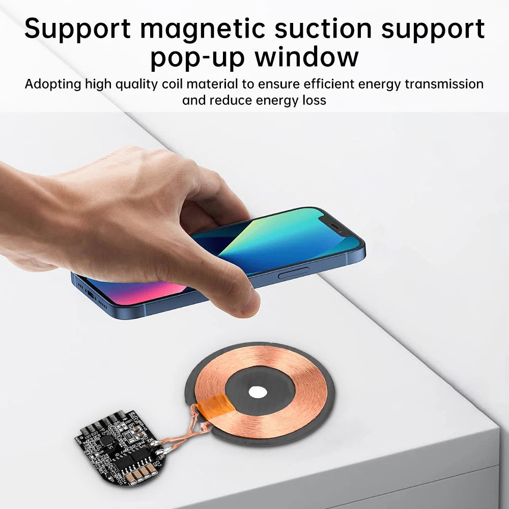 15W High Power Wireless Charger Module Wireless Charger Transmitter Module PCBA Board Coil Support Magnetic Pop-up Window