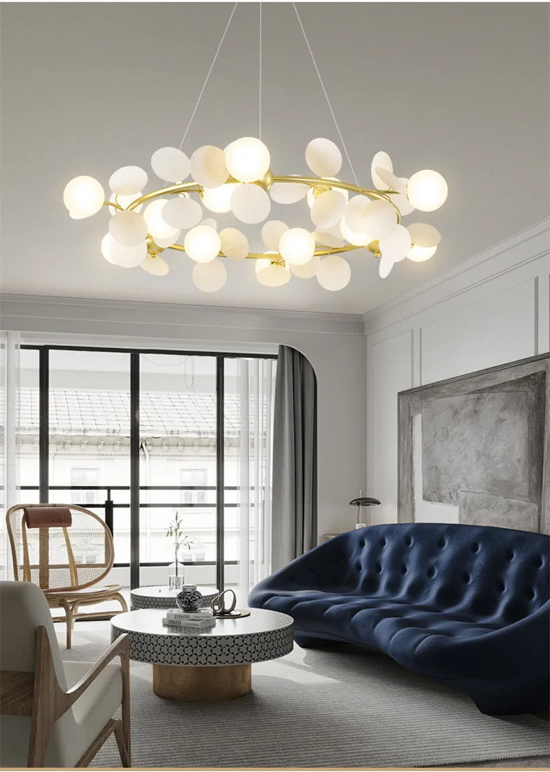 Modern Chandelier Grape Design Glass Pendant Light Indoor LED Nordic Light For Living Room Dining Hall Hotel Kitchen Island Lamp