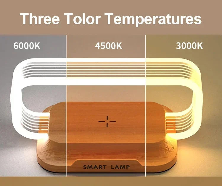 LED  Night Light Wireless Charger Stand Table Desk Lamp Mobile Phone Holder Fast Charging Station Dock For iPhone Samsung Xiaomi