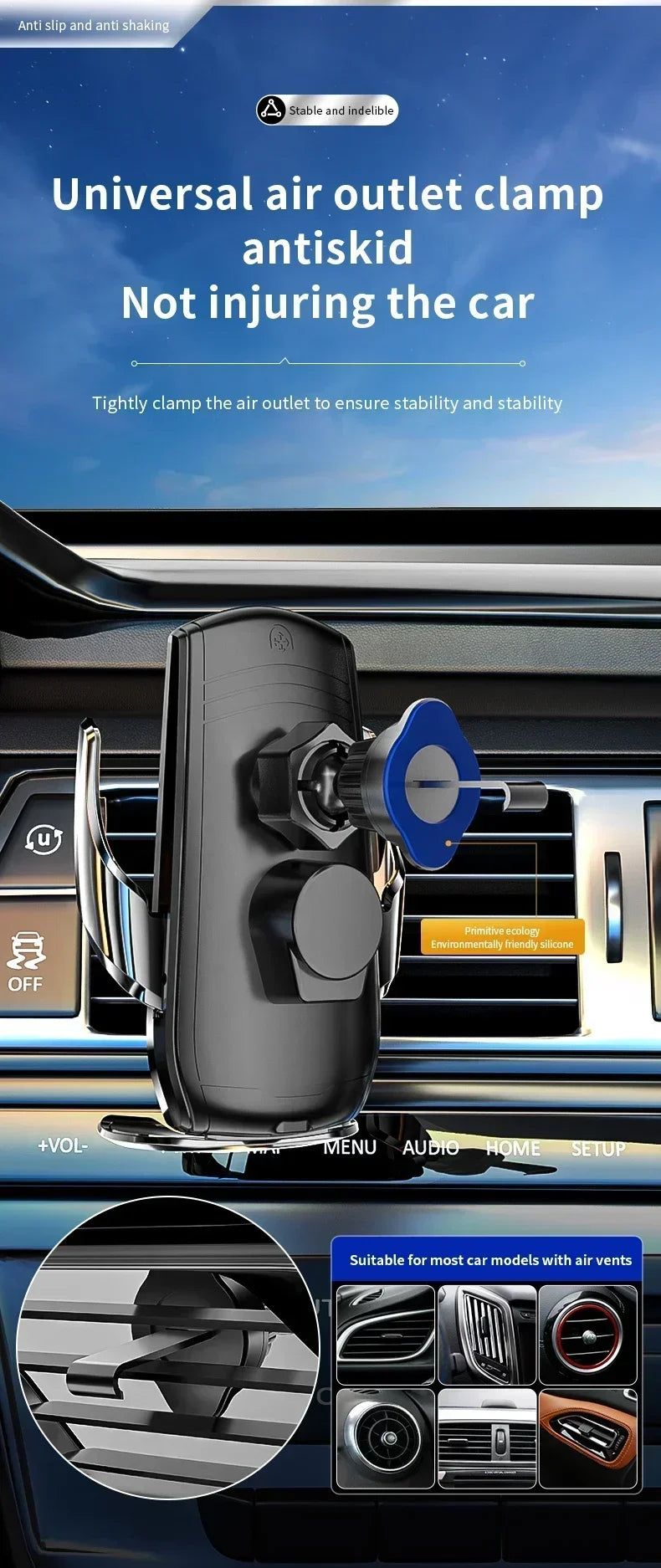 Car Air Vent Wireless Charger Car Phone Holder Infrared Induction for iPhone15 14 13 12 Samsung Xiaomi Fast Charging Station
