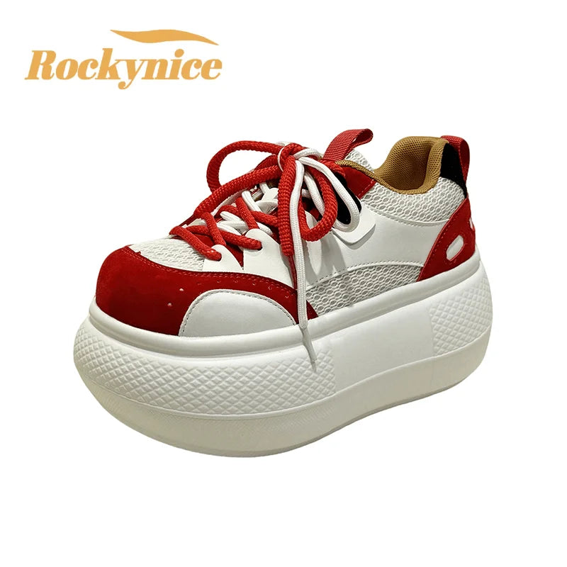 7.5CM Women Spring Breathable Mesh Sneakers Female Casual