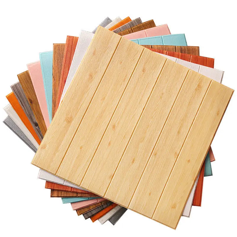 35*35cm 10Pcs 3D Wood Grain Adhesive Wall Wallpaper Waterproof Wall Stickers Living Room Kitchen Background Wall Decoration
