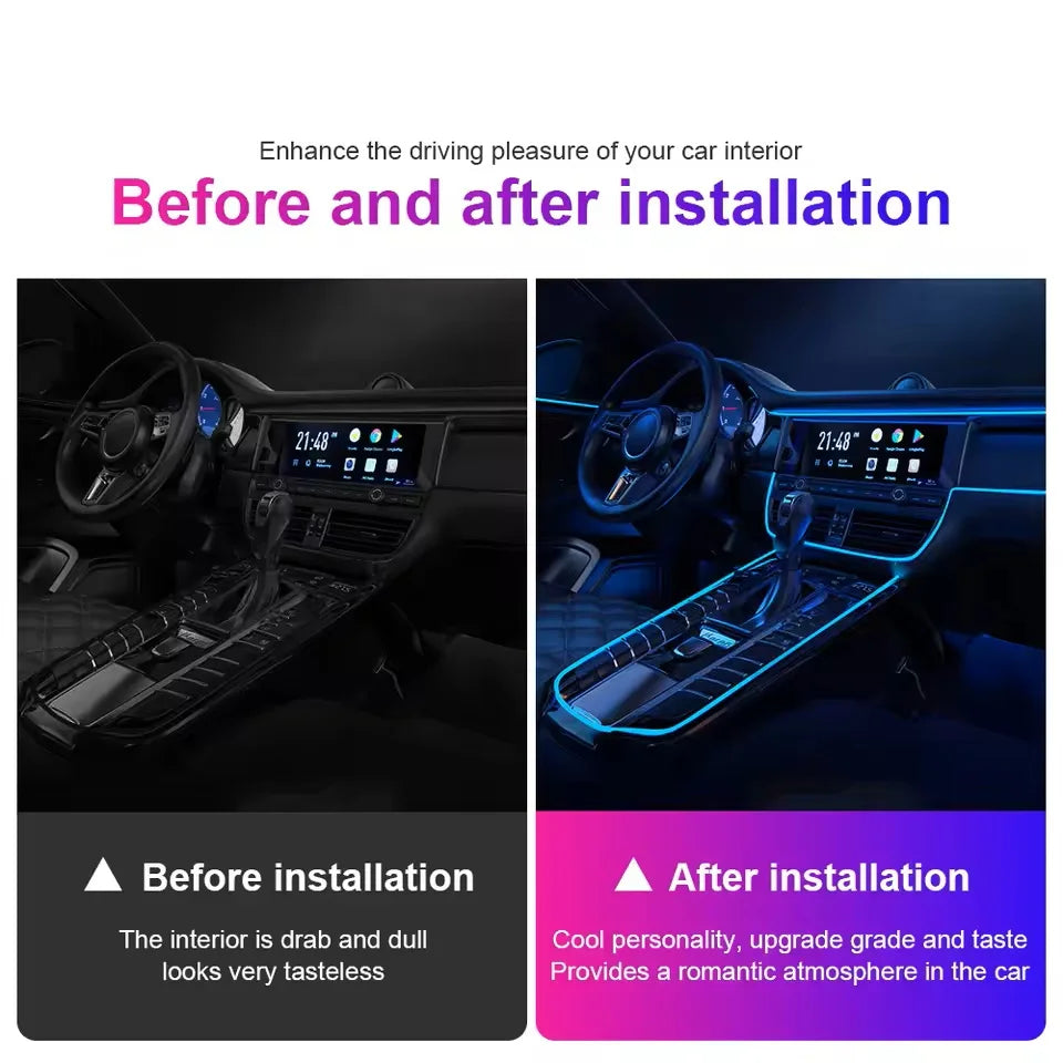 Car LED Flexible Strip Cool Light Fit For Toyota 4Runner 2025-2026, Music Sync Ambient Lamp 256 Colors Dashboard Through-body Light Easy Install Non-Waterproof Car Interior Atmosphere Light