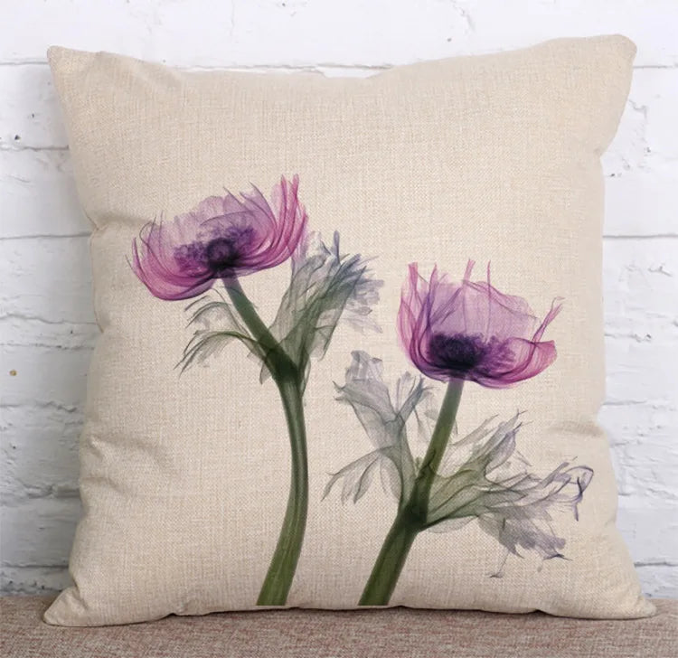 Colorful Flowers Printed Decorative Throw Pillow Floral Plant Cushion Cover Decoration Home Textile For Sofa Home