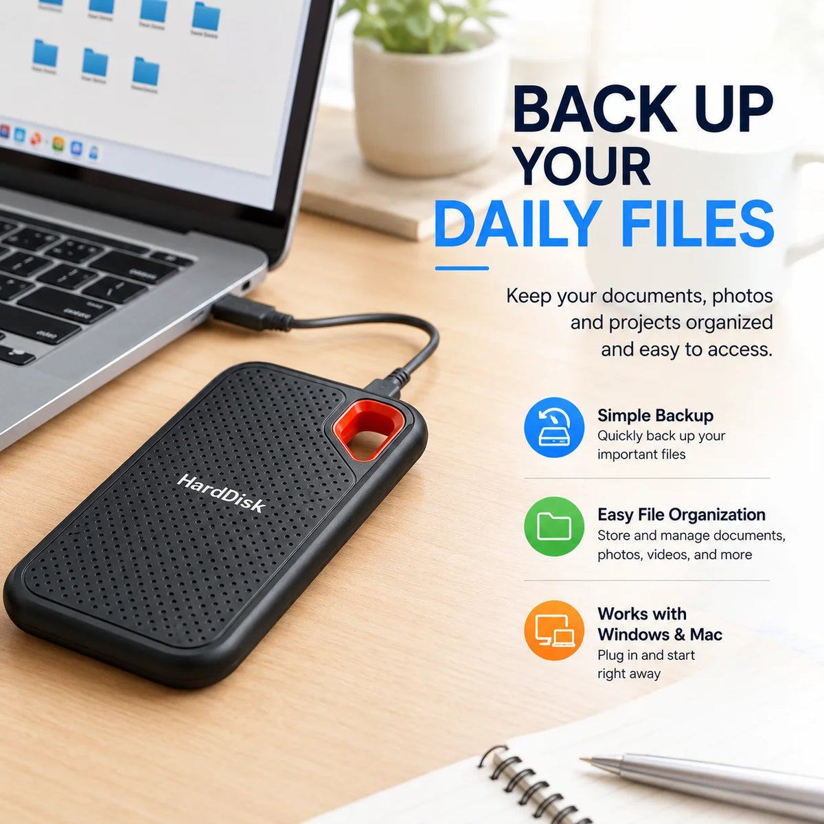 1TB External Hard Drive 2TB Portable SSD High Speed Hard Disk
