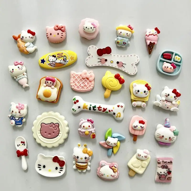 Hello Kitty Refrigerator Magnet Cute Cartoon Cute Cartoon Resin Material Magnetic Tile Fashion Personality Small Accessories