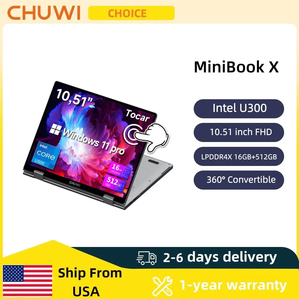 CHUWI MiniBook X Touch Screen Tablet Laptop 2-in-1 Intel