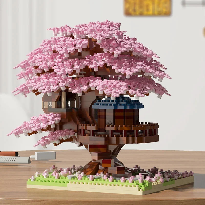 DIY Sakura Tree Building Blocks Set Diy Cherry Blossom Bricks with