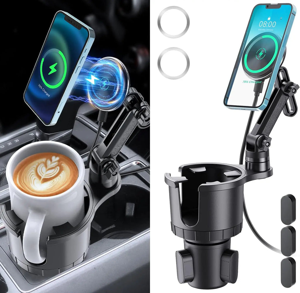 Car phone holder, multifunctional car cup holder suction, mobile phone navigation holder, magnetic wireless charger
