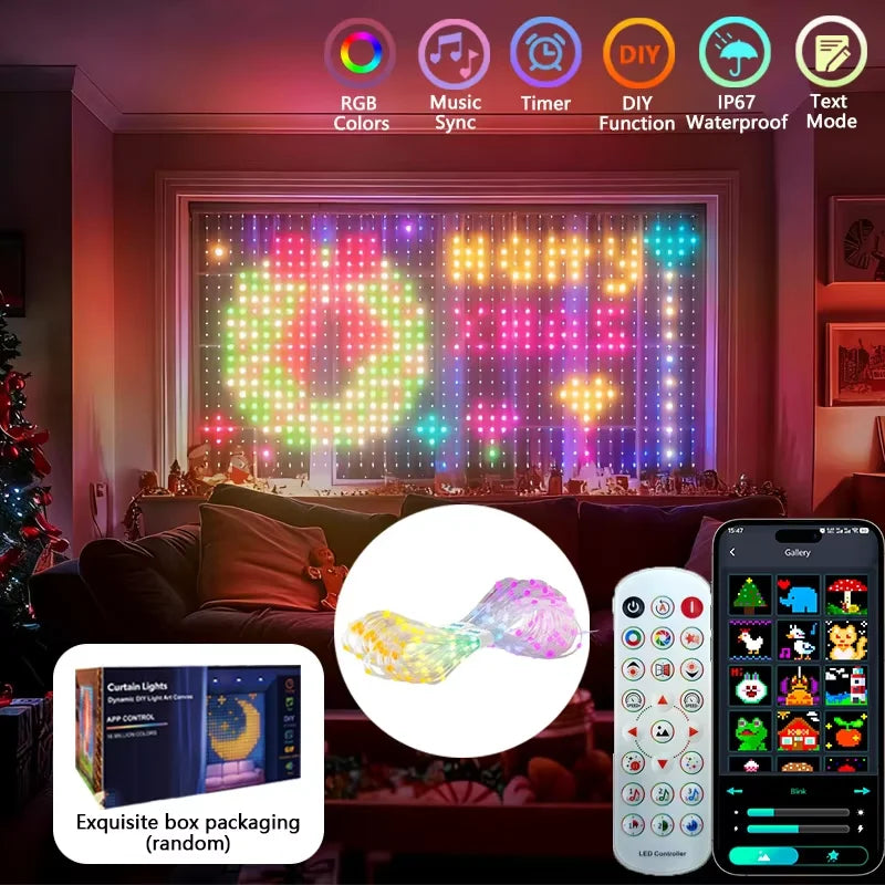2*2M/3*3M LED RGB Smart Curtain Lights With Music App