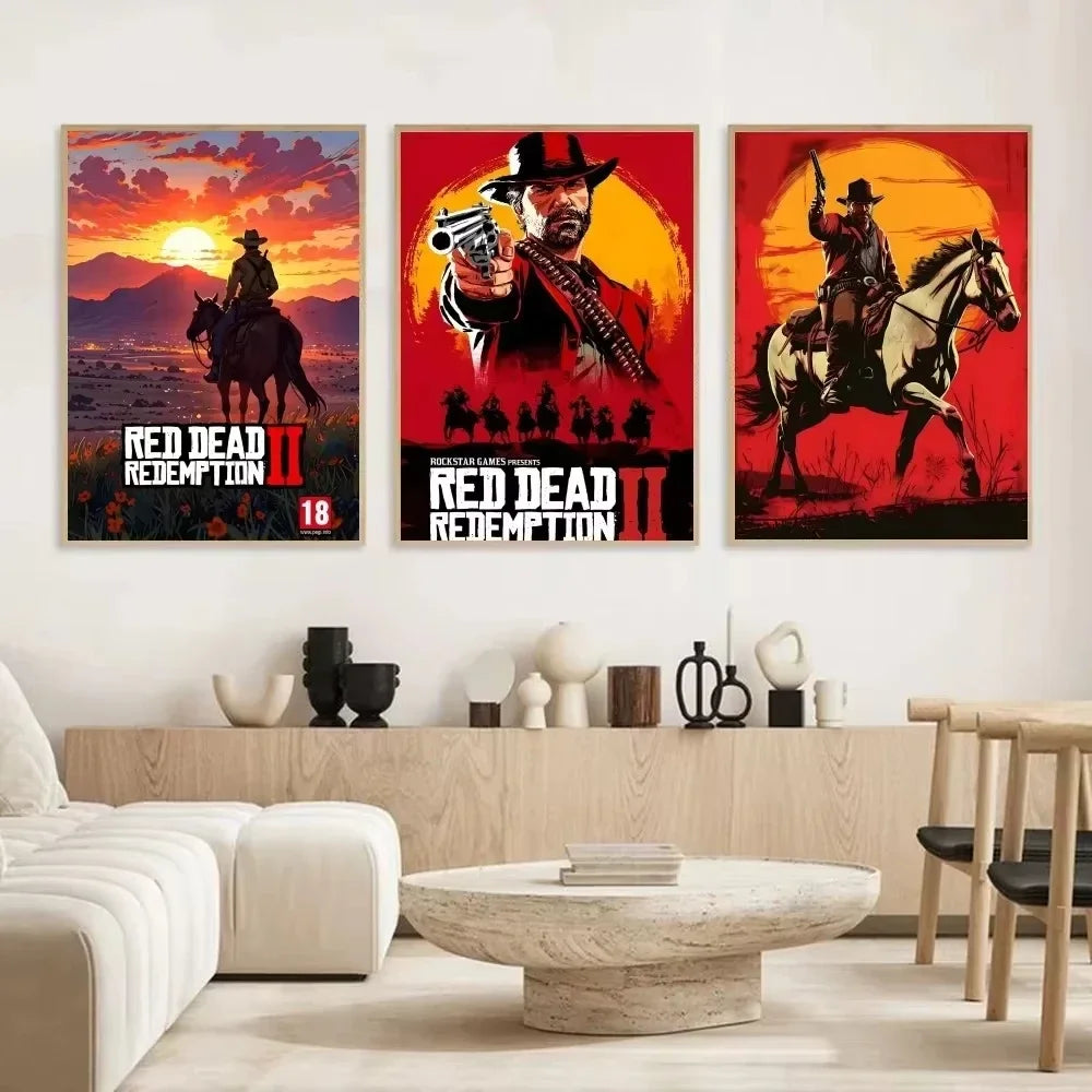 Game R-Red Dead Redemption 2 RDR2 Poster HD art canvas painting home living room bar decoration