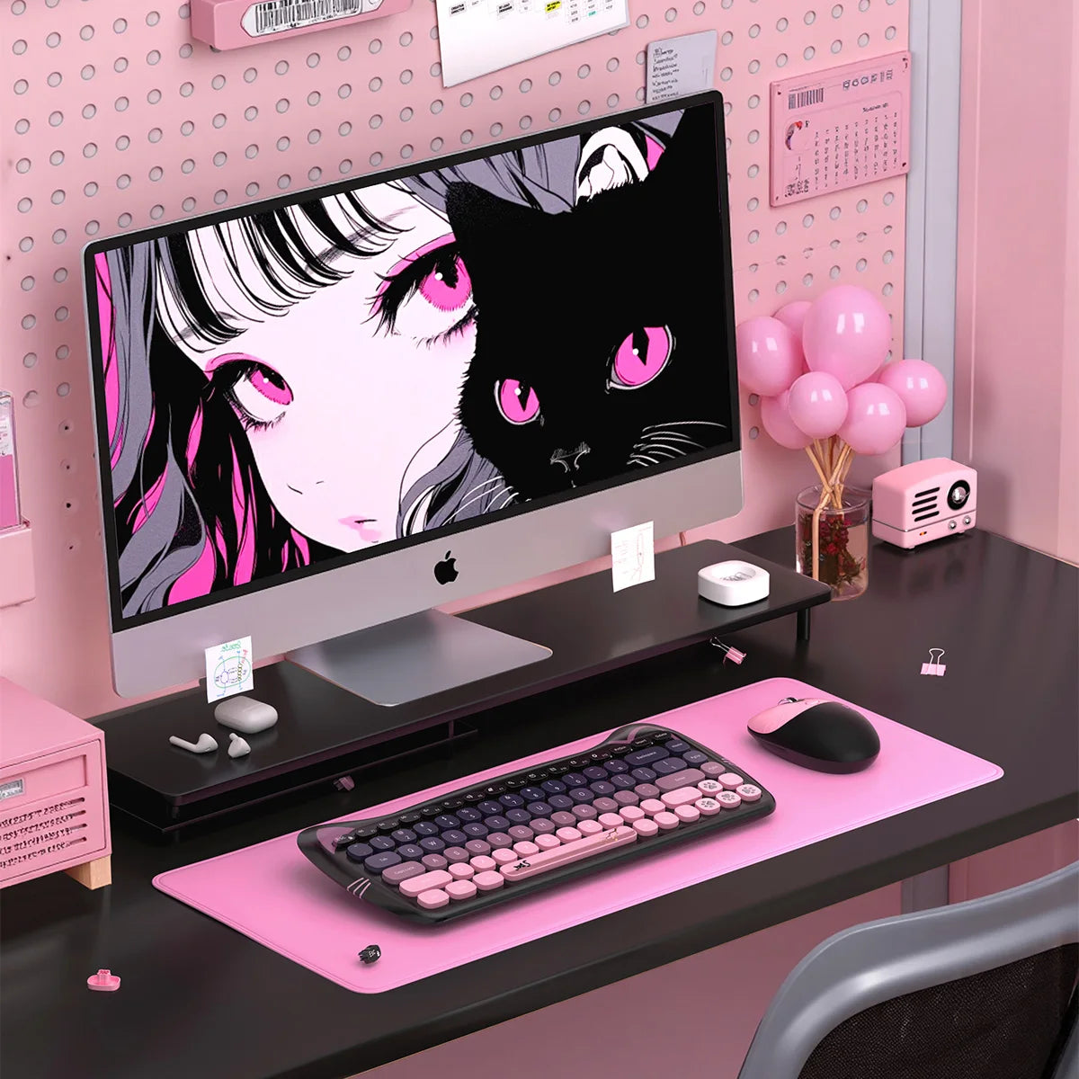 GEEZER Cat Ear Wireless Keyboard Mouse Set
